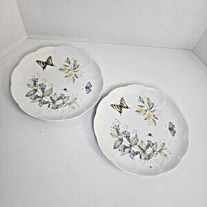 Lenox‎ Butterfly Meadow Set Of 2 Scalloped Edge Dinner Plates 10”